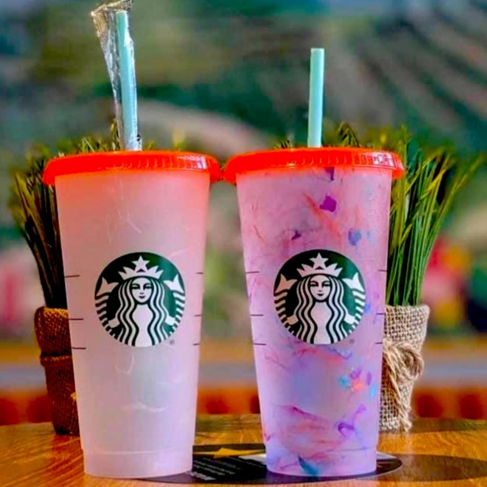 2 Starbucks colour changing cups